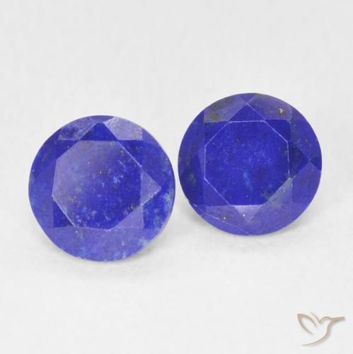 Pedras preciosas de lápis-lazúli azul natural de 1,48 ct, corte redondo, opaco