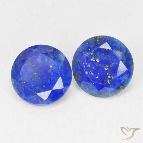Pedras preciosas de lápis-lazúli azul natural de 1,56 ct, corte redondo, opaco