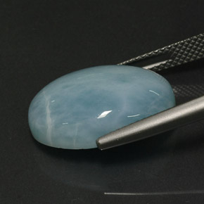 Larimar azul natural 12,46ct, corte oval, opaco