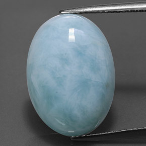 Larimar azul natural 14,62ct, corte oval, opaco