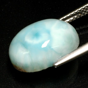 Larimar azul natural 7,39ct, corte oval, opaco