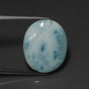 Larimar azul natural 12,07ct, corte oval, opaco