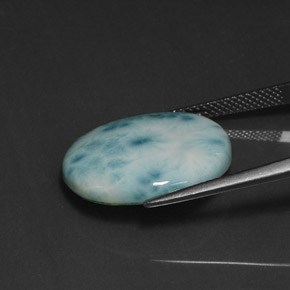 Larimar azul natural 12,07ct, corte oval, opaco