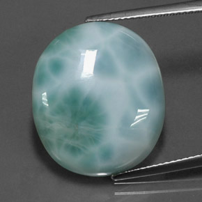 Larimar azul natural 19,66ct, corte oval, opaco