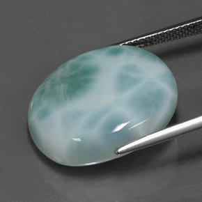 Larimar azul natural 19,66ct, corte oval, opaco
