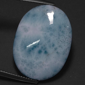 Larimar azul natural 17,92ct, corte oval, opaco