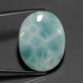Larimar azul natural 31,53ct, corte oval, opaco