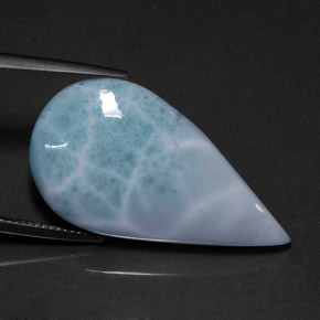 Larimar azul natural 20,12ct, formato de pêra, opaco