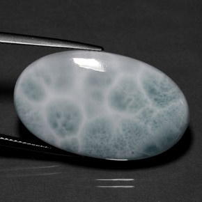 Larimar verde natural 32,38ct, corte oval, opaco