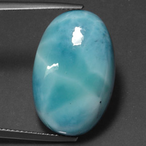 Larimar azul natural 25,59ct, corte oval, opaco