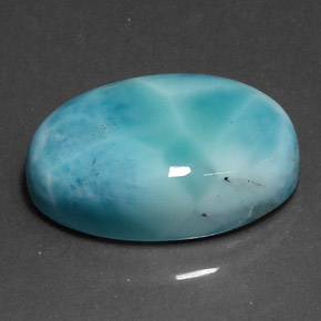 Larimar azul natural 25,59ct, corte oval, opaco