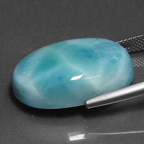 Larimar azul natural 25,59ct, corte oval, opaco
