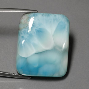 Larimar azul natural 48,62ct, almofada cortada, opaco