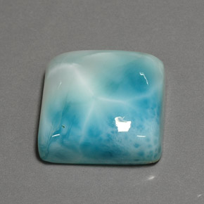 Larimar azul natural 25,97ct, almofada cortada, opaco