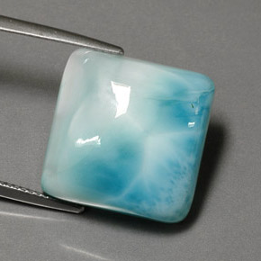 Larimar azul natural 25,97ct, almofada cortada, opaco