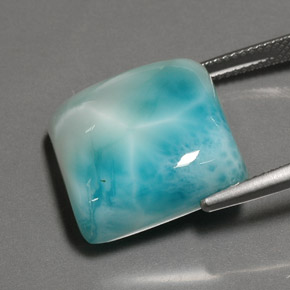 Larimar azul natural 25,97ct, almofada cortada, opaco