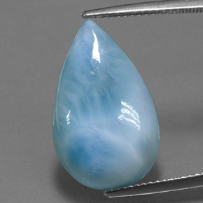 Larimar azul natural 11,31ct, formato de pêra, opaco