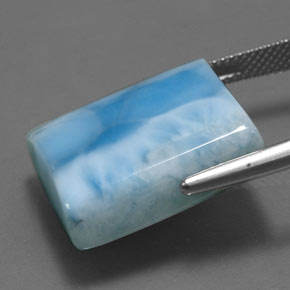 Larimar azul natural 31,65ct, baguete, opaco