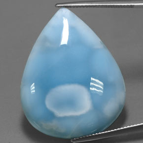 Larimar azul natural 52,05ct, formato de pêra, opaco