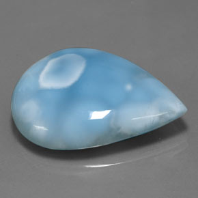 Larimar azul natural 52,05ct, formato de pêra, opaco
