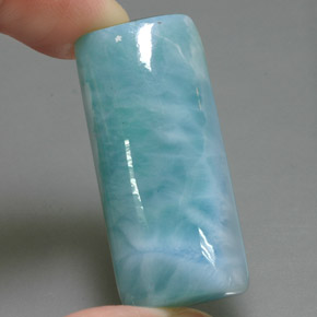Larimar azul natural 60,74ct, baguete, opaco