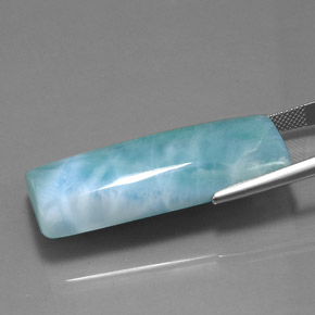 Larimar azul natural 60,74ct, baguete, opaco