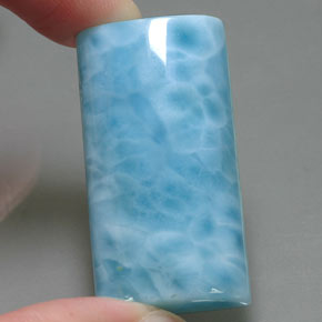Larimar azul natural 67,95ct, baguete, opaco