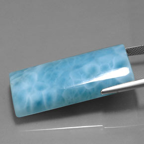 Larimar azul natural 67,95ct, baguete, opaco