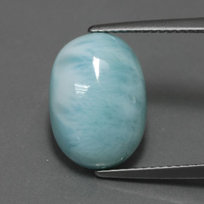 Larimar azul natural 7,33ct, corte oval, opaco