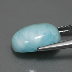 Larimar azul natural 7,33ct, corte oval, opaco