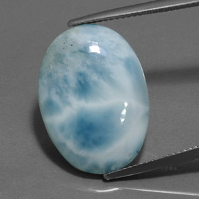 Larimar azul natural 18,44ct, corte oval, opaco