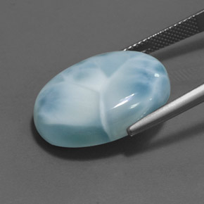 Larimar azul natural 24,16ct, corte oval, opaco