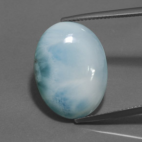 Larimar azul natural 15,84ct, corte oval, opaco