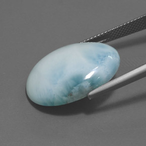 Larimar azul natural 15,84ct, corte oval, opaco