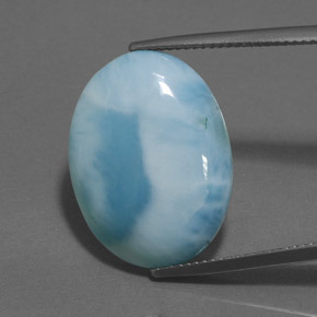 Larimar azul natural 15,89ct, corte oval, opaco