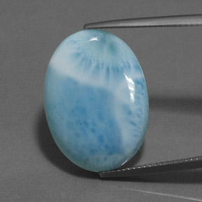 Larimar azul natural 17,53ct, corte oval, opaco