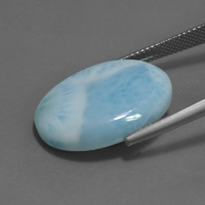 Larimar azul natural 17,53ct, corte oval, opaco
