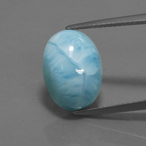 Larimar azul natural 7,87ct, corte oval, opaco