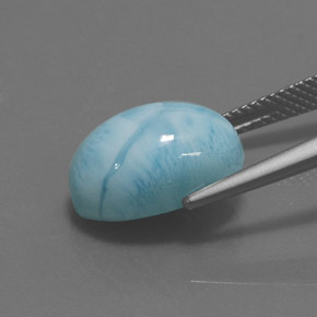 Larimar azul natural 7,87ct, corte oval, opaco