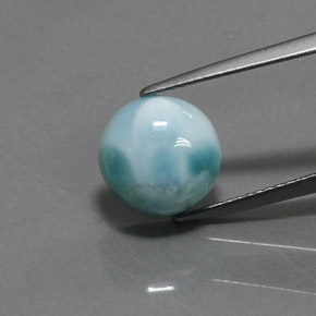 Larimar azul natural 4,26ct, corte redondo, opaco