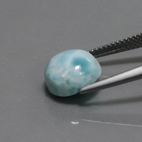 Larimar azul natural 4,26ct, corte redondo, opaco