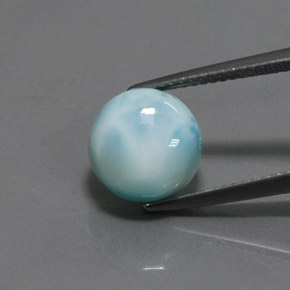 Larimar azul natural 4,85ct, corte redondo, opaco