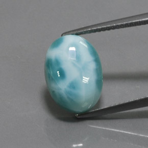 Larimar azul natural 6,91ct, corte oval, opaco
