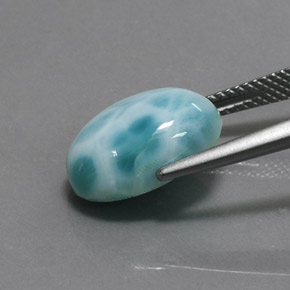 Larimar azul natural 6,91ct, corte oval, opaco