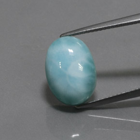 Larimar azul natural 7,08ct, corte oval, opaco