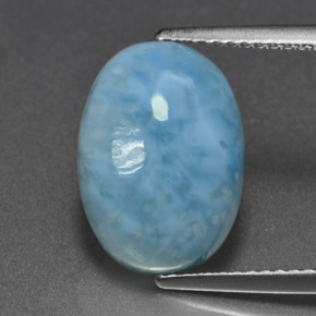 Larimar azul natural 6,88ct, corte oval, opaco