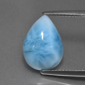 Larimar azul natural 5,87ct, formato de pêra, opaco