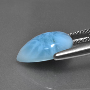 Larimar azul natural 5,87ct, formato de pêra, opaco