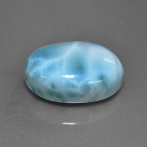 Larimar azul natural 24,71ct, corte oval, opaco