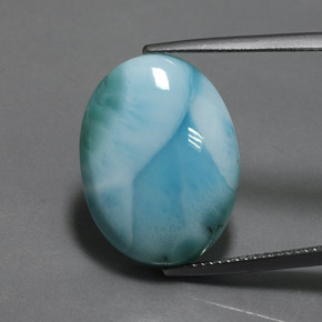 Larimar azul natural 15,22ct, corte oval, opaco